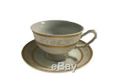 Gold Wreath 62 pc Dinnerware Set Super White Porcelain Service for 6