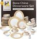 Golden Greek Key Bone China Dinnerware Set 57 Pieces FREE SHIPPING USA