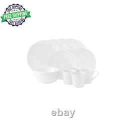 Gordon Ramsay Maze 16-Piece White Stoneware Dinnerware Set (Service Set for 4)