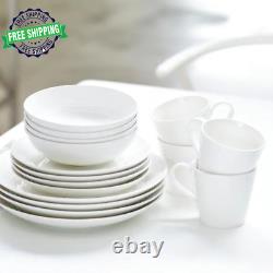 Gordon Ramsay Maze 16-Piece White Stoneware Dinnerware Set (Service Set for 4)