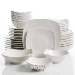 Gourmet Expressions Brentwood 40-Pc Modern White Ceramic Dinnerware Set (for 8)