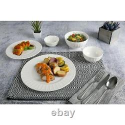 Gourmet Expressions Melbourne 40-Piece Embossed White Ceramic Dinnerware Set