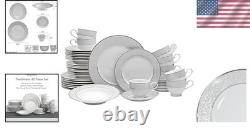 Graceful Silvery Scroll Design Dinnerware Collection