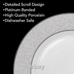 Graceful Silvery Scroll Design Dinnerware Collection