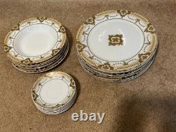 Grand Duchess 21 piece Dinner Set Pegasus Fine Porcelain Dinnerware Gold/White