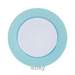 Grayson Teal 12-Piece Dinnerware Set Stoneware Round in White