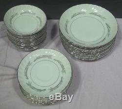 HARMONY HOUSE FINE CHINA PLATINUM SCROLL Dinnerware service for 12 & serving pcs