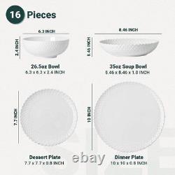 HOMBENE Plates and Bowls Sets 16 Piece Dinnerware Sets with Dishes Bowls and