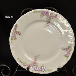 Habsburg China Austria Cake Plate & 6 Dessert Plates Purple Floral 1910-1930