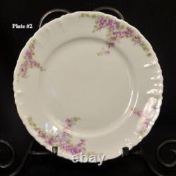 Habsburg China Austria Cake Plate & 6 Dessert Plates Purple Floral 1910-1930