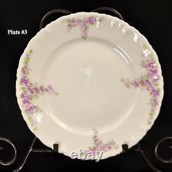 Habsburg China Austria Cake Plate & 6 Dessert Plates Purple Floral 1910-1930