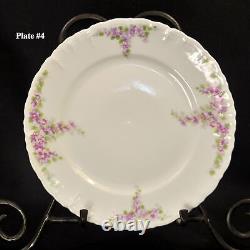 Habsburg China Austria Cake Plate & 6 Dessert Plates Purple Floral 1910-1930