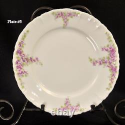 Habsburg China Austria Cake Plate & 6 Dessert Plates Purple Floral 1910-1930