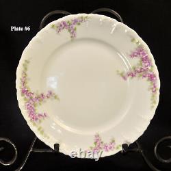 Habsburg China Austria Cake Plate & 6 Dessert Plates Purple Floral 1910-1930