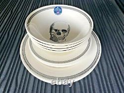 Halloween Skull Royal Stafford England 12 pc SET Dinnerware Plates Bowls NEW