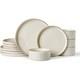 Handcrafted Reactive Glaze Stoneware 12 Piece Dinnerware Set Dishwasher Safe New