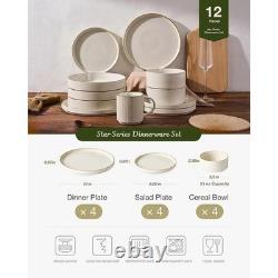 Handcrafted Reactive Glaze Stoneware 12 Piece Dinnerware Set Dishwasher Safe New