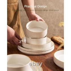 Handcrafted Reactive Glaze Stoneware 12 Piece Dinnerware Set Dishwasher Safe New