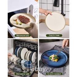 Handcrafted Reactive Glaze Stoneware 12 Piece Dinnerware Set Dishwasher Safe New