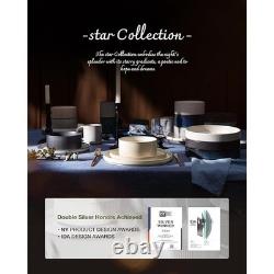 Handcrafted Reactive Glaze Stoneware 12 Piece Dinnerware Set Dishwasher Safe New