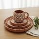 Handmade Talavera Dinnerware Set Brown & White 4-Piece