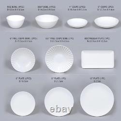 Hankook Moire Blanc White 20pc Round Dinner Set Plates Bowls Bone China