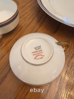 Haviland & Co. Grecian Porcelain China White/Blue/Gold Key Pattern 1840s France