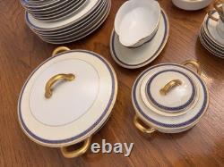Haviland & Co. Grecian Porcelain China White/Blue/Gold Key Pattern 1840s France