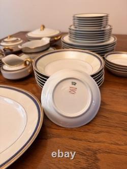Haviland & Co. Grecian Porcelain China White/Blue/Gold Key Pattern 1840s France