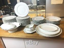 Haviland Limoges France Rare Art Deco Modernist 45 Pieces Dinnerware set Silver