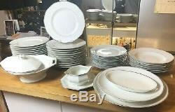 Haviland Limoges France Rare Art Deco Modernist 45 Pieces Dinnerware set Silver