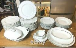 Haviland Limoges France Rare Art Deco Modernist 45 Pieces Dinnerware set Silver