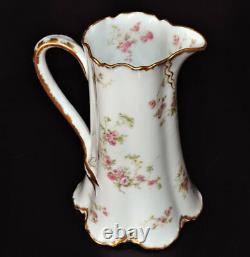 Haviland Limoges Pitcher Schleiger 42H Pink Roses Gold