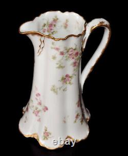 Haviland Limoges Pitcher Schleiger 42H Pink Roses Gold