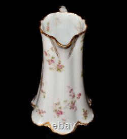 Haviland Limoges Pitcher Schleiger 42H Pink Roses Gold