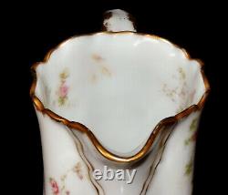 Haviland Limoges Pitcher Schleiger 42H Pink Roses Gold