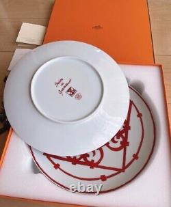 Hermes Dinner Plate Guadalquivir Red Tableware Dinnerware 2 set Dish New 10.5 in