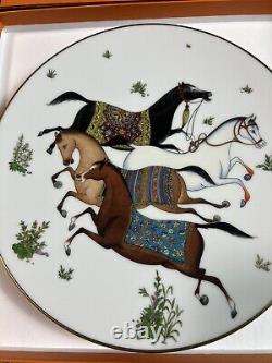 Hermes Paris Cheval d'Orient Dessert Plate Porcelain Dinnerware withBox