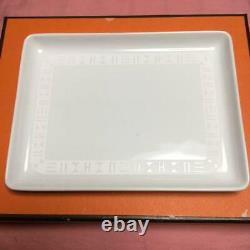 Hermes Paris Egee Porcelain Plate Square Tray Aegean Dinnerware Tableware White