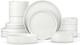 Herogo Dinnerware Sets with Pasta Bowls, 16 Piece Plates and Bowls Set for 4, St