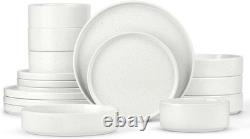 Herogo Dinnerware Sets with Pasta Bowls, 16 Piece Plates and Bowls Set for 4, St