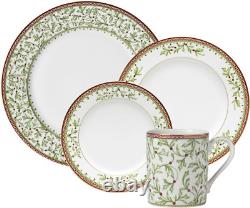 Holiday Traditions Dinnerware Set with Mugs (16 Piece), Green, White