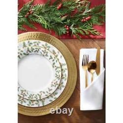 Holly and Berry Gold White Porcelain 12-Piece Dinnerware set (Service for 4)