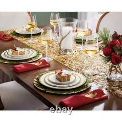 Holly and Berry Gold White Porcelain 12-Piece Dinnerware set (Service for 4)