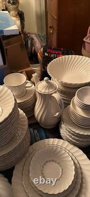 Homer Laughlin Fluted China Service Set of 10 White with Gold Trim 100+ pcs/set