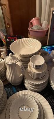 Homer Laughlin Fluted China Service Set of 10 White with Gold Trim 100+ pcs/set