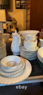 Homer Laughlin Fluted China Service Set of 10 White with Gold Trim 100+ pcs/set