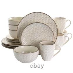 HoneyIvory 16 Piece Stoneware Dinnerware Set in Ivory