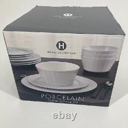 Hotel Collection Modern White Porcelain 12-Pc. Dinnerware set Open Box