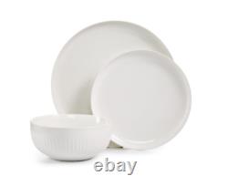 Hotel Collection Modern White Porcelain 12-Pc. Dinnerware set Open Box
